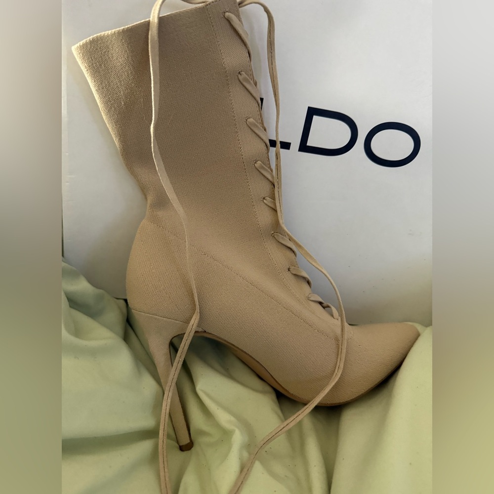 ALDO Tan Lace-Up Stiletto Boots